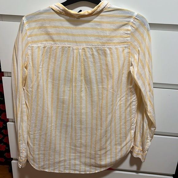 White and Yellow Straps Button Down Shirt Size S Long Sleeve by H&M - Picture 2 of 4